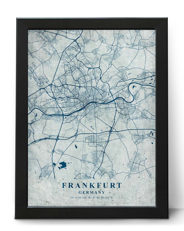FRANKFURT CITY MAP WALL ART VINTAGE ART GALLERY POSTER MAP COLLECTION