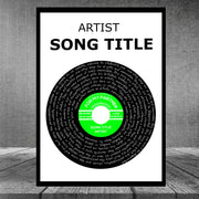 Song Lyric Print Custom Poster, Personalised Vinyl Record Wall Art 3