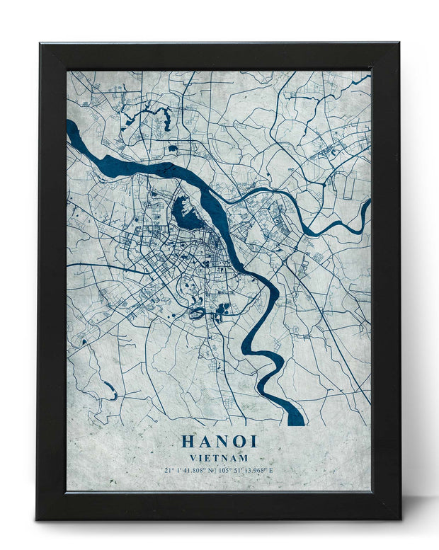 HANOI CITY MAP WALL ART VINTAGE CANVAS ART GALLERY POSTER MAP COLLECTION