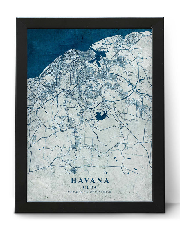 HAVANA CITY MAP WALL ART VINTAGE DECOR CANVAS ART POSTER MAP COLLECTION