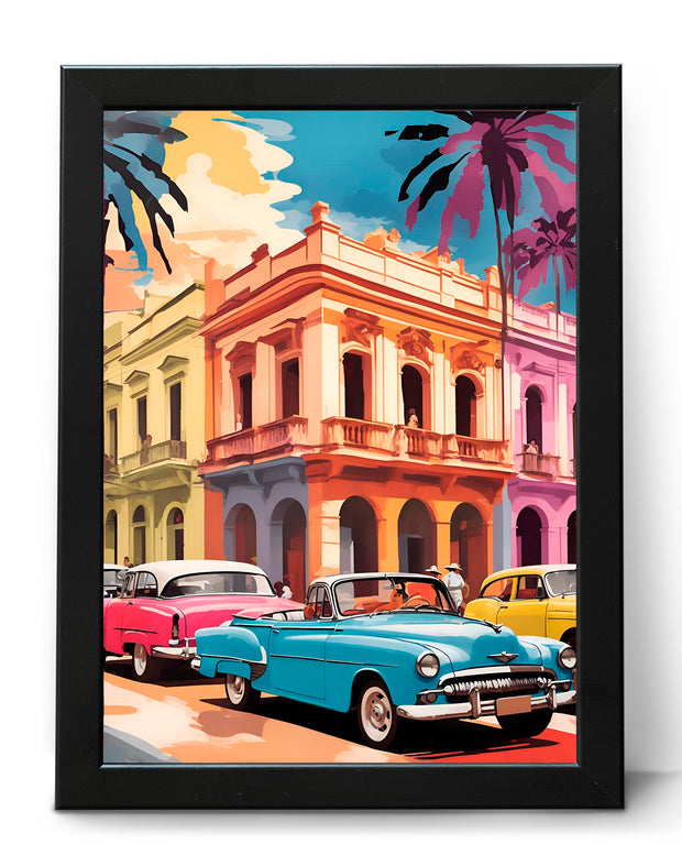 Havana Cuba Travel Wall Art Poster Print classic cars and Cuban architecture