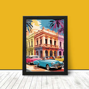 Havana Cuba Travel Wall Art Poster Print classic cars and Cuban architecture