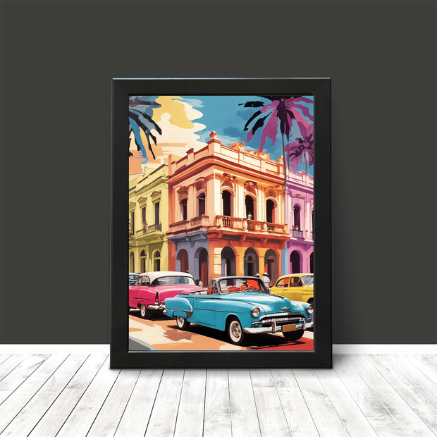 Havana Cuba Travel Wall Art Poster Print classic cars and Cuban architecture