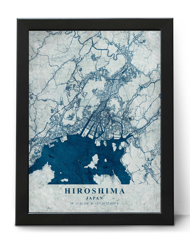 HIROSHIMA CITY MAP WALL ART WORK VINTAGE CANVAS ART POSTER MAP COLLECTION