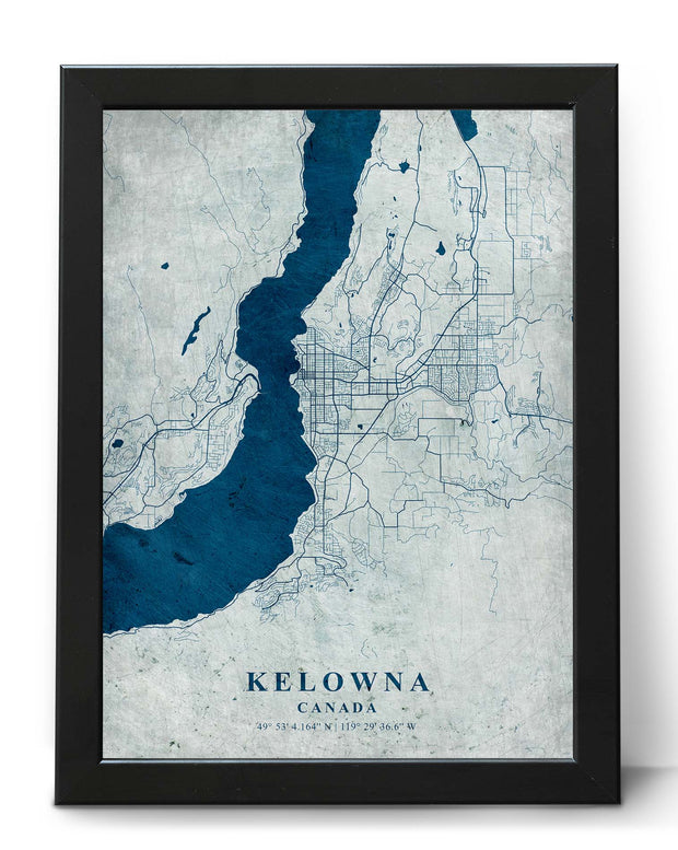 KELOWNA CITY MAP WALL ART WORK VINTAGE ART WALL POSTER MAP COLLECTION