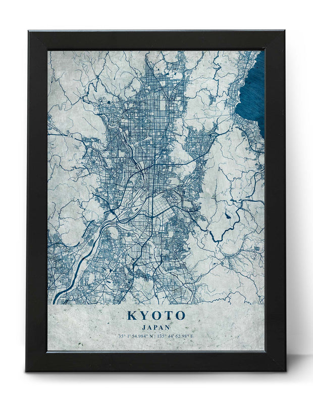 KYOTO CITY MAP WALL ART WORK VINTAGE ART FRAME WALL POSTER MAP COLLECTION