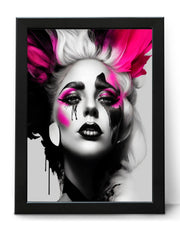 Lady Gaga Stark Black and White Poster Print with Colour Contrast