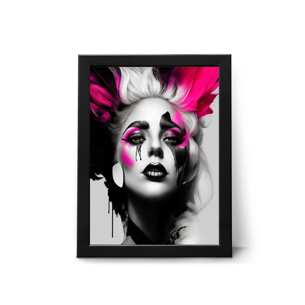 Lady Gaga Stark Black and White Poster Print with Colour Contrast