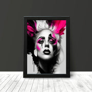 Lady Gaga Stark Black and White Poster Print with Colour Contrast