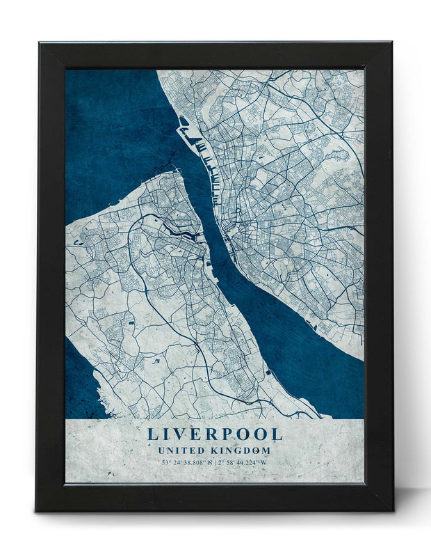 LIVERPOOL CITY MAP WALL ART VINTAGE WALL CANVAS ART POSTER MAP COLLECTION