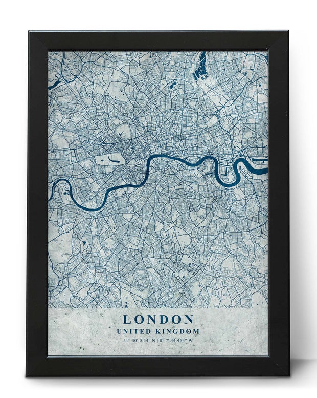 LONDON CITY MAP WALL ART VINTAGE WALL ART CANVAS POSTER MAP COLLECTION