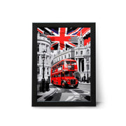 London Architecture & Red Bus Contrasting Cityscape Travel Wall Art Poster Print