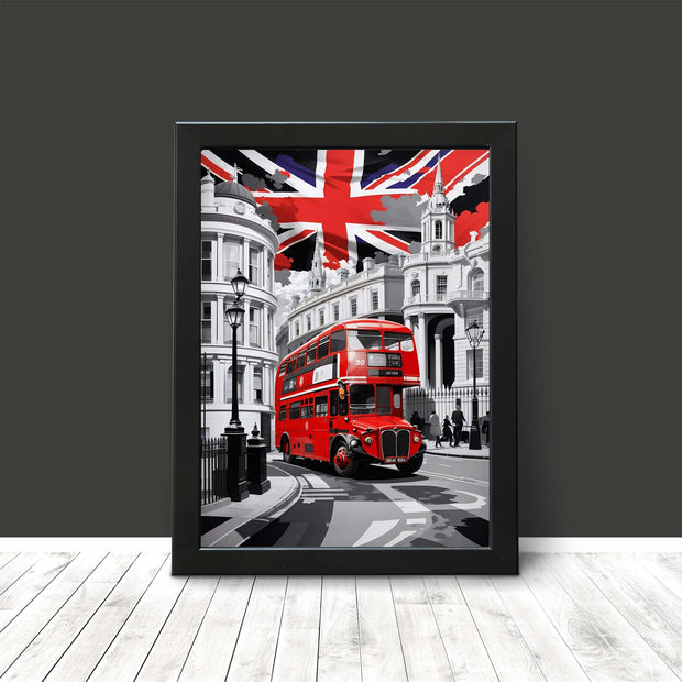 London Architecture & Red Bus Contrasting Cityscape Travel Wall Art Poster Print