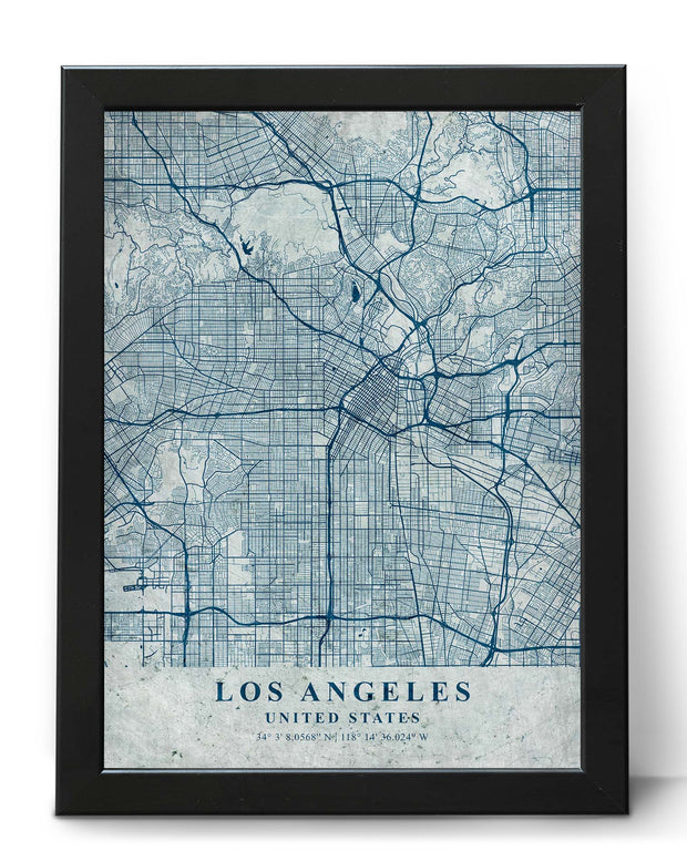 LOS ANGELES CITY MAP WALL PRINT VINTAGE ART CANVAS POSTER MAP COLLECTION