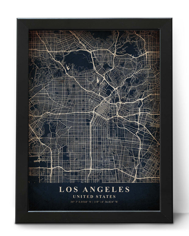 LOS ANGELES CITY MAP WALL ART VINTAGE ART WORK POSTER MAP COLLECTION