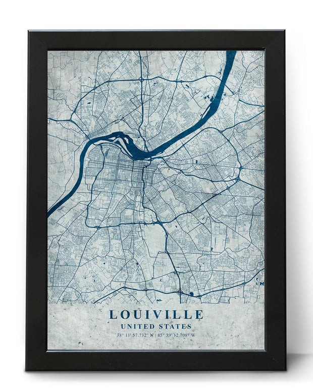 LOUISVILLE CITY MAP WALL ART VINTAGE PRINT CANVAS POSTER MAP COLLECTION