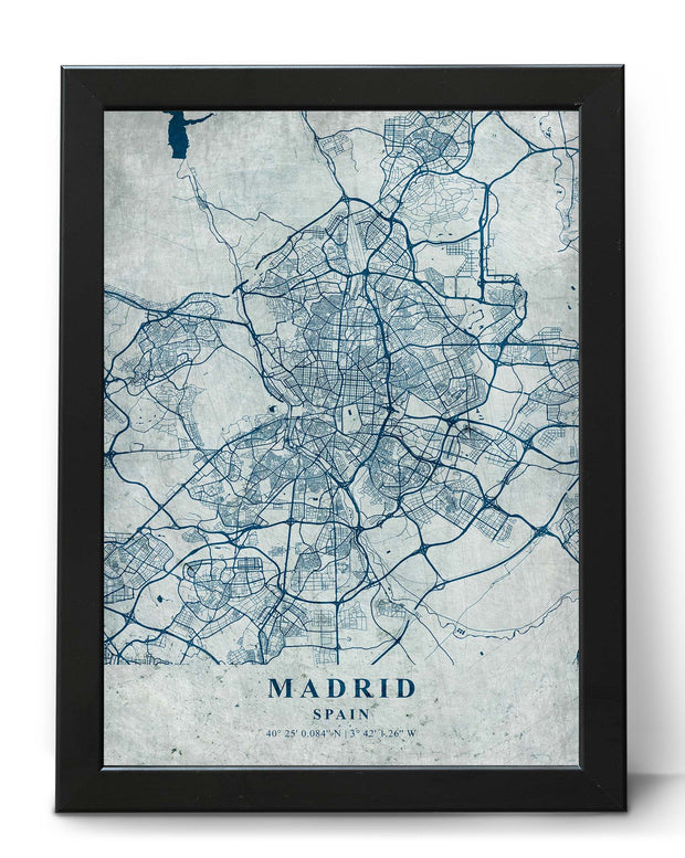 MADRID CITY MAP WALL ART UNIQUE VINTAGE DECOR WALL POSTER MAP COLLECTION