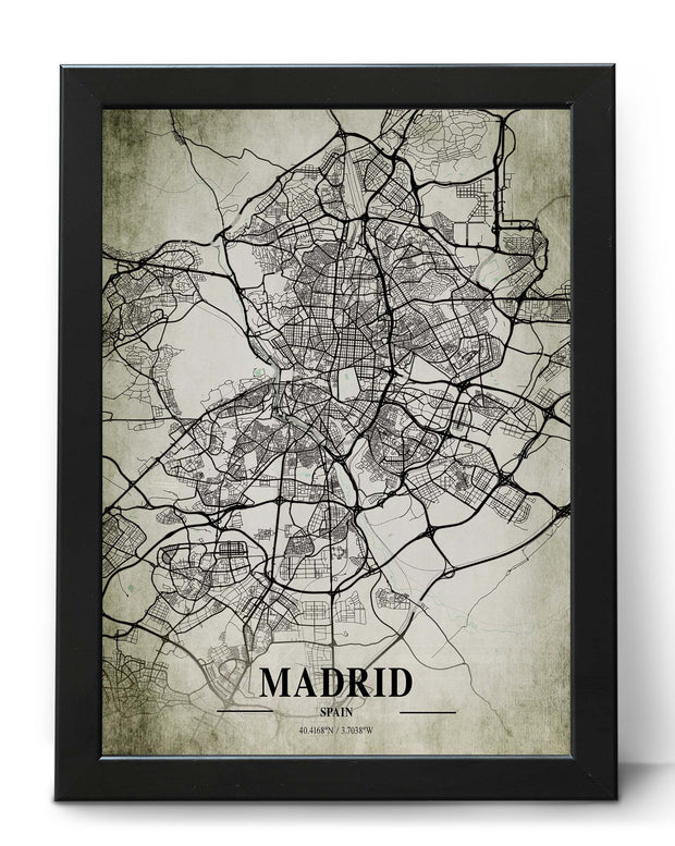 MADRID CITY MAP WALL ART WORK CANVAS VINTAGE ART POSTER MAP COLLECTION