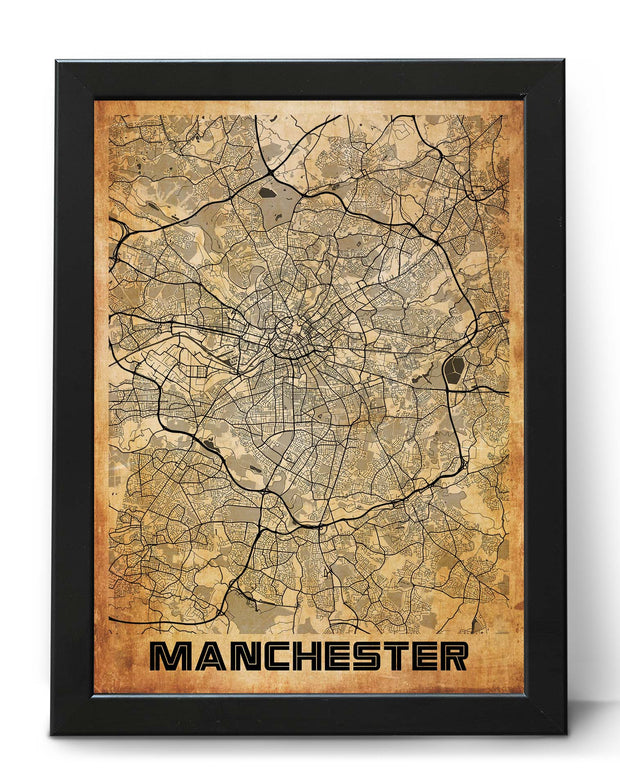 MANCHESTER CITY MAP WALL ART VINTAGE WALL DECOR POSTER MAP COLLECTION