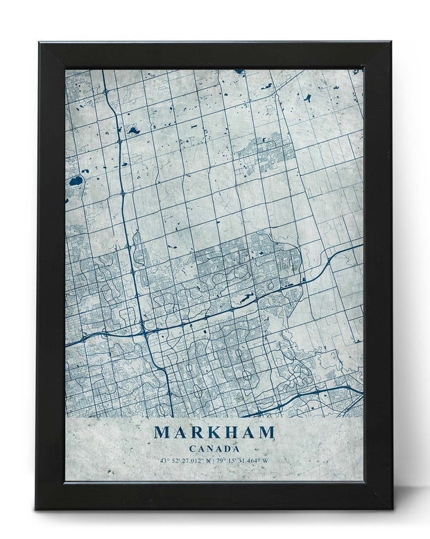 MARKHAM CITY MAP WALL ART WORK CANVAS VINTAGE POSTER MAP COLLECTION