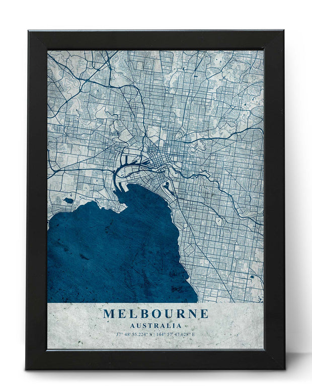 MELBOURNE CITY MAP WALL ART UNIQUE CANVAS VINTAGE POSTER MAP COLLECTION
