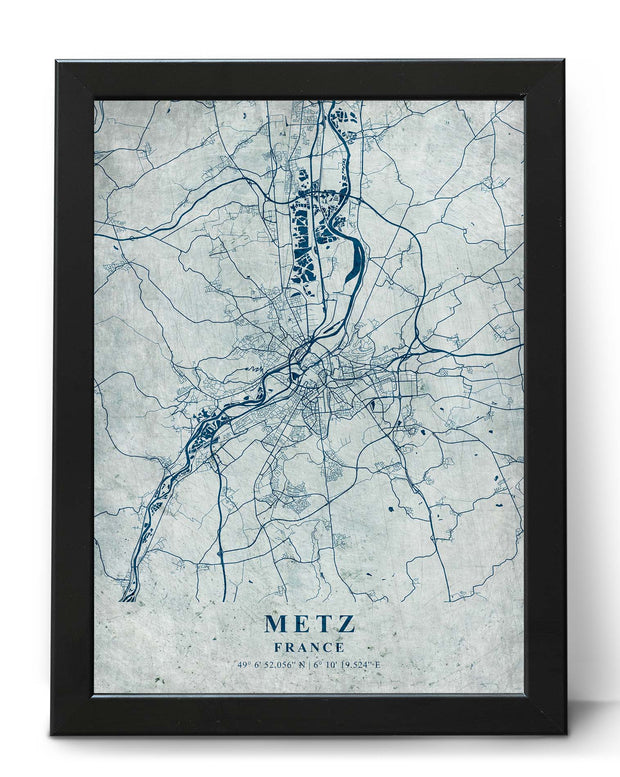 METZ CITY MAP WALL ART UNIQUE CANVAS VINTAGE WALL POSTER MAP COLLECTION