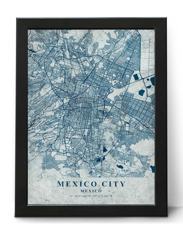 MEXICO CITY MAP WALL ART PRINT CANVAS VINTAGE WALL POSTER MAP COLLECTION
