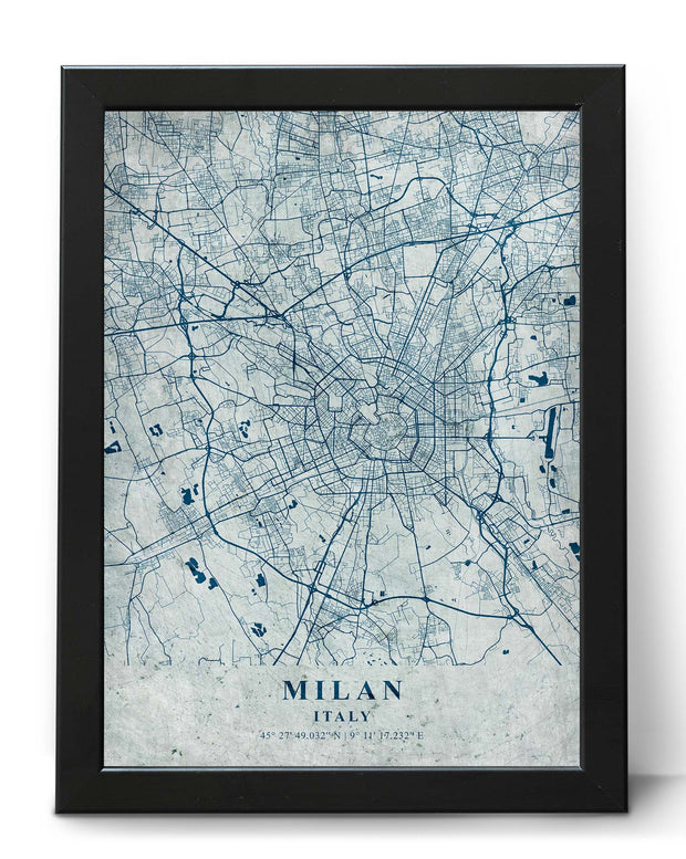 MILAN CITY MAP WALL ART DECOR CANVAS VINTAGE WALL POSTER MAP COLLECTION