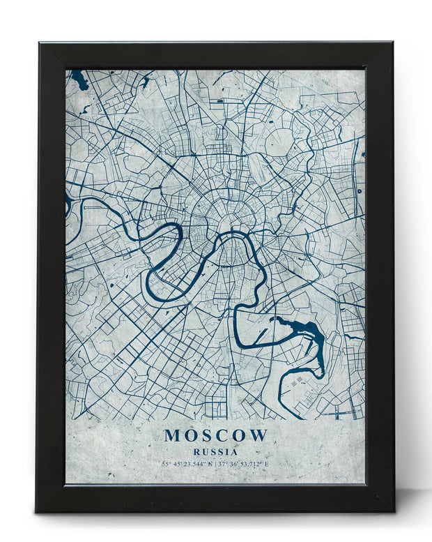 MOSCOW CITY MAP WALL ART UNIQUE VINTAGE WALL ART POSTER MAP COLLECTION