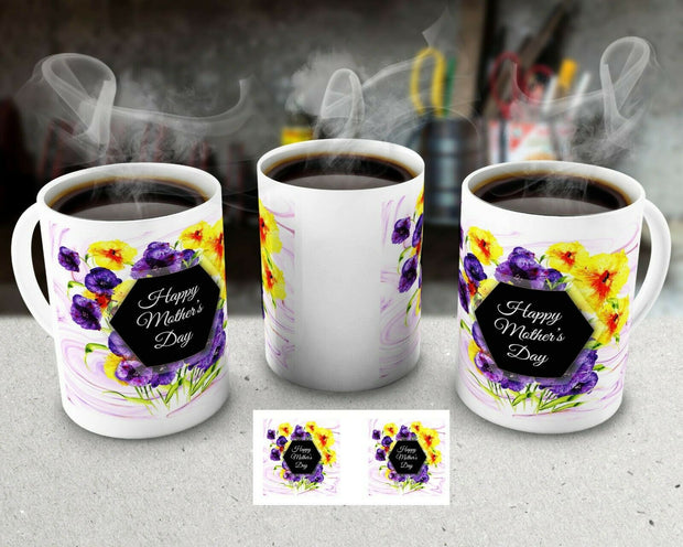 Mothers day mug flower design choose your own design Purple