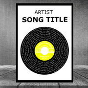 Song Lyric Print Custom Poster, Personalised Vinyl Record Wall Art 4