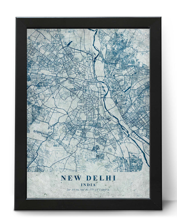 NEW DELHI CITY MAP WALL ART VINTAGE CANVAS ART WALL POSTER MAP COLLECTION