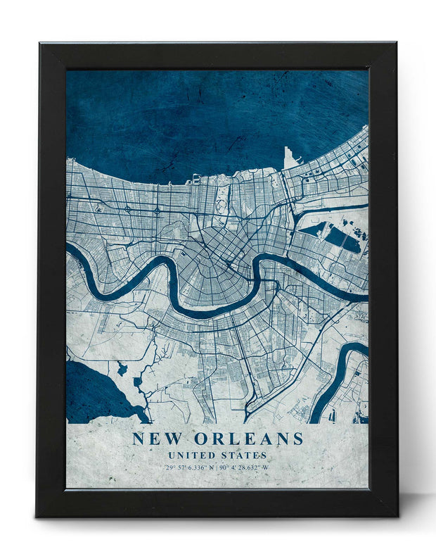 NEW ORLEANS CITY MAP WALL ART VINTAGE CANVAS WALL POSTER MAP COLLECTION
