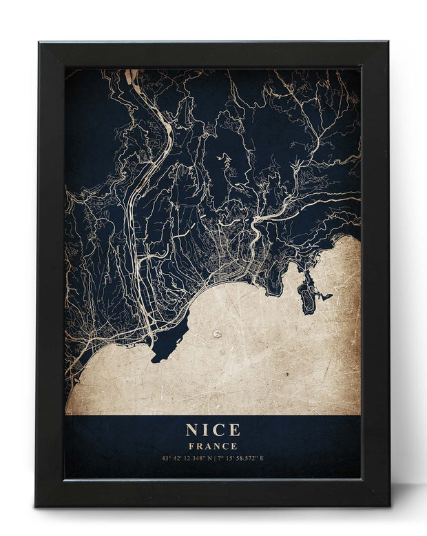 NICE CITY MAP WALL ART VINTAGE ART WORK HANGING POSTER MAP COLLECTION