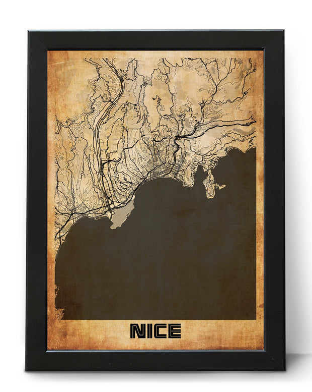 NICE CITY MAP WALL ART WORK GALLERY VINTAGE FRAME POSTER MAP COLLECTION