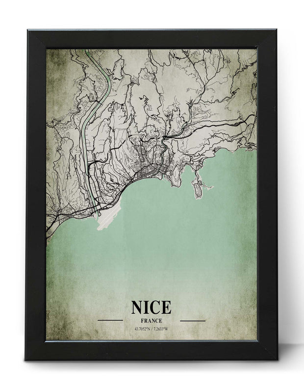 NICE CITY MAP WALL ART VINTAGE ART WORK GALLERY POSTER MAP COLLECTION