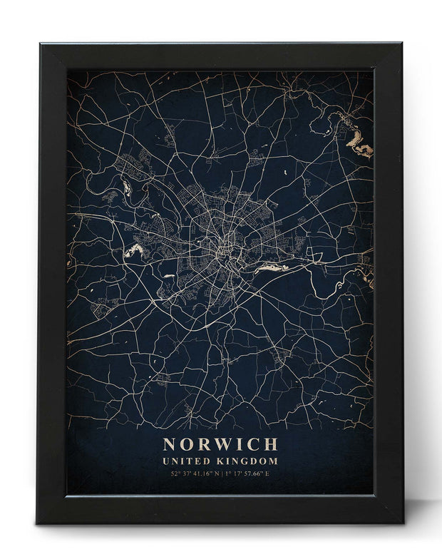 NORWICH CITY MAP WALL HANGING VINTAGE ART WORK POSTER MAP COLLECTION