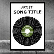 Song Lyric Print Custom Poster, Personalised Vinyl Record Wall Art 10