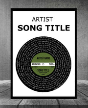 Song Lyric Print Custom Poster, Personalised Vinyl Record Art, Band