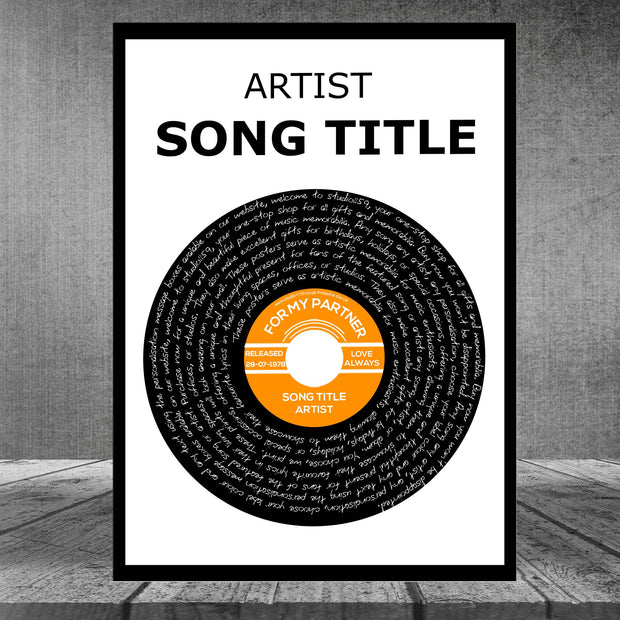 Song Lyric Print Custom Poster, Personalised Vinyl Record Wall Art 9