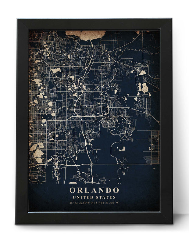 ORLANDO CITY MAP WALL ART GALLERY VINTAGE ART POSTER MAP COLLECTION