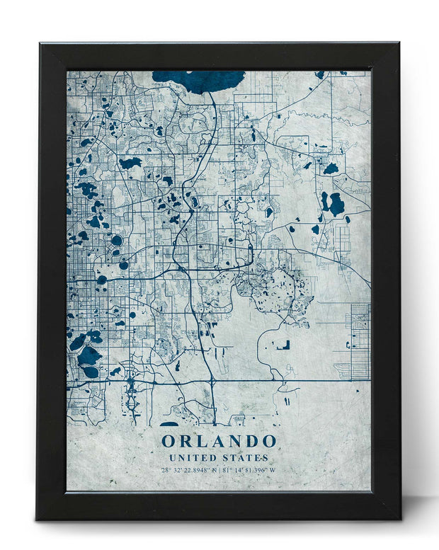 ORLANDO CITY MAP WALL ART VINTAGE ART PRINT WALL POSTER MAP COLLECTION