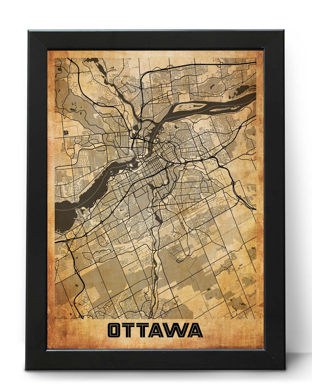 OTTAWA CITY MAP WALL ART VINTAGE GALLERY WALL FRAME POSTER MAP COLLECTION