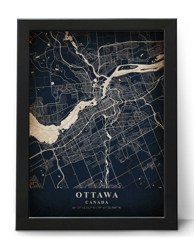 OTTAWA CITY MAP WALL POSTER ART GALLERY VINTAGE ART POSTER MAP COLLECTION