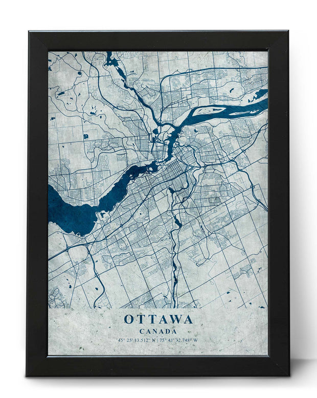 OTTAWA CITY MAP WALL ART DECOR VINTAGE ART WORK POSTER MAP COLLECTION