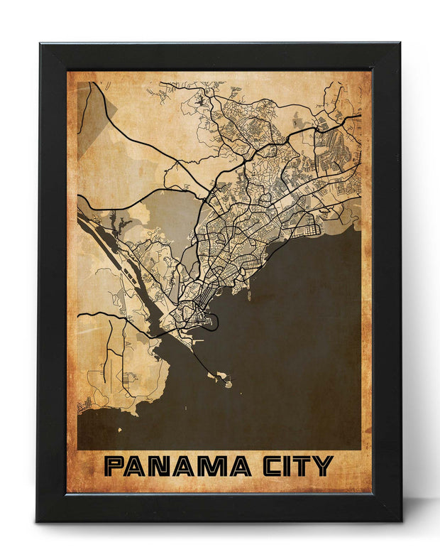 PANAMA CITY MAP WALL ART VINTAGE GALLERY CANVAS POSTER MAP COLLECTION