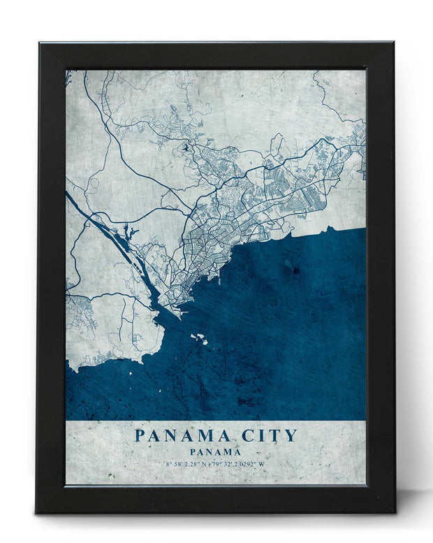 PANAMA CITY MAP WALL ART VINTAGE ART GALLERY WORK POSTER MAP COLLECTION