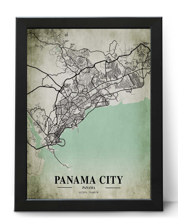 PANAMA CITY MAP WALL ART DECOR VINTAGE ART WORK POSTER MAP COLLECTION