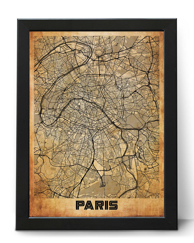 PARIS CITY MAP WALL ART UNIQUE VINTAGE WALL CANVAS POSTER MAP COLLECTION