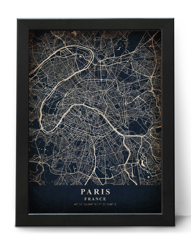 PARIS CITY MAP WALL ART VINTAGE UNIQUE CANVAS POSTER MAP COLLECTION